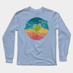 Marine Kaleidoscope: Colorful Underwater Circle Long Sleeve T-Shirt